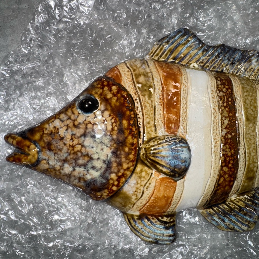 Ceramic Striped Fish Decor French majolica